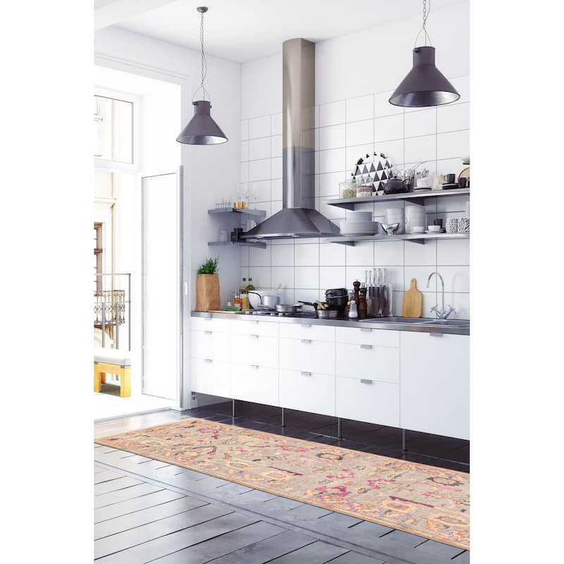 ECARPETGALLERY Hand-knotted Modern Oushak Light Grey Wool Rug - 2'5 x 12'2