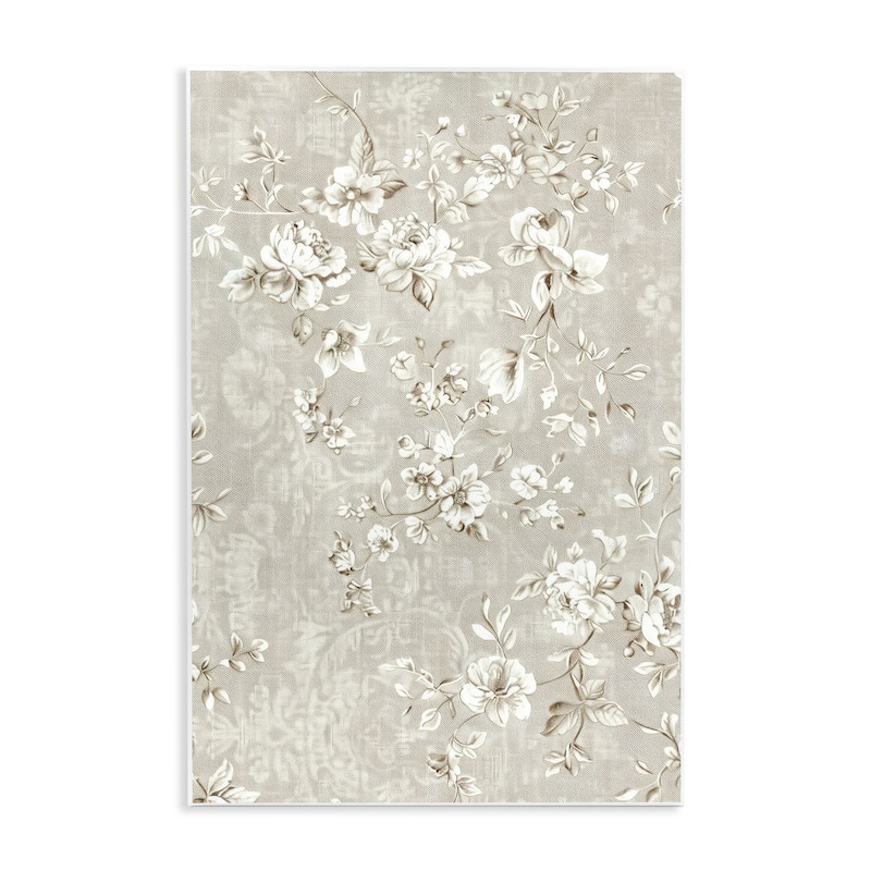 Stupell White Flowers over Damask Wall Plaque Art Design By LSR Creative Studio - 13 x 19