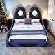 preview thumbnail 2 of 12, Blue Wood Twin Size Race Car Bed Platform Bed with LED and Upholstered Backrest