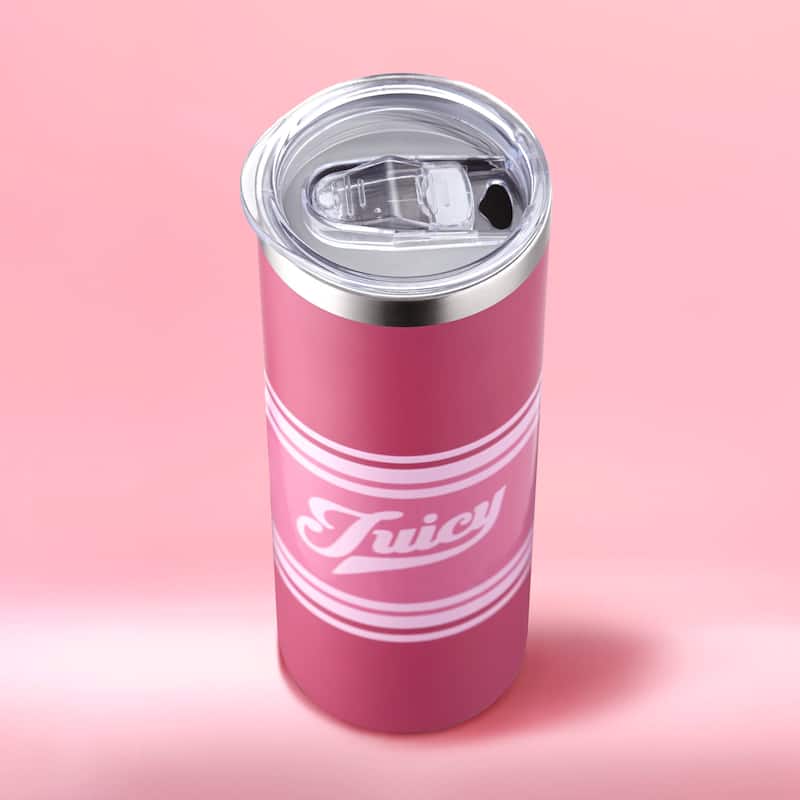 Juicy Couture Glam Slip Hydration Stainless Steel Tumbler with Straw Topper