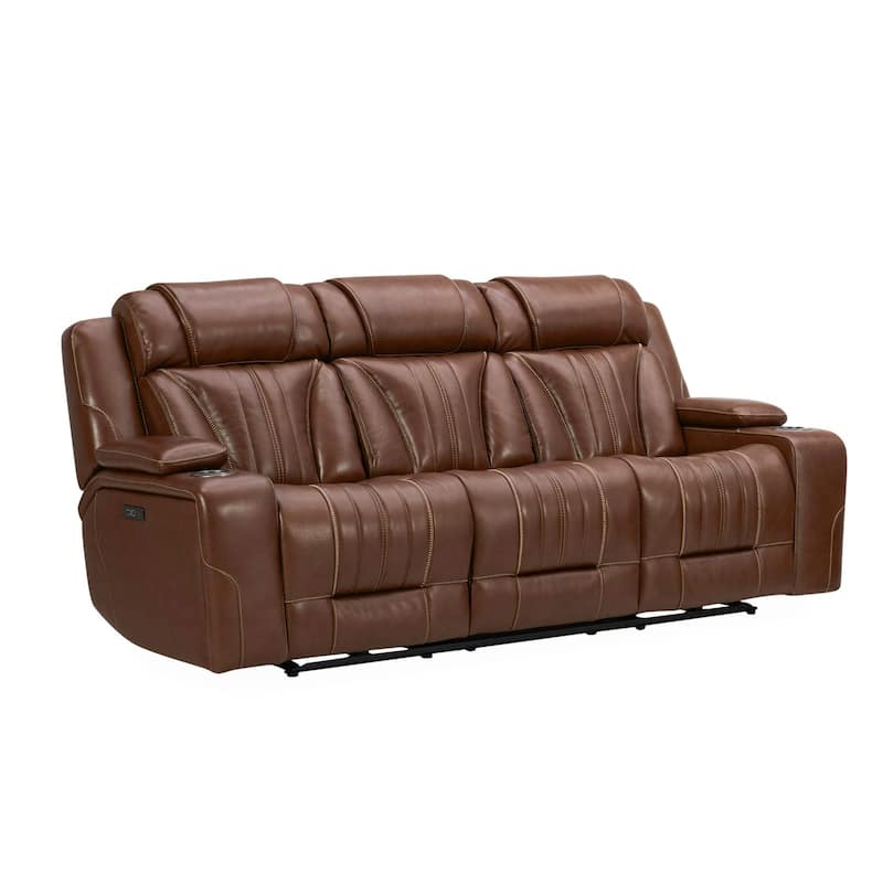 Liberty Furniture Caswell Power Sofa Chestnut Leather - Width 91" x Depthc40" x Height 42"