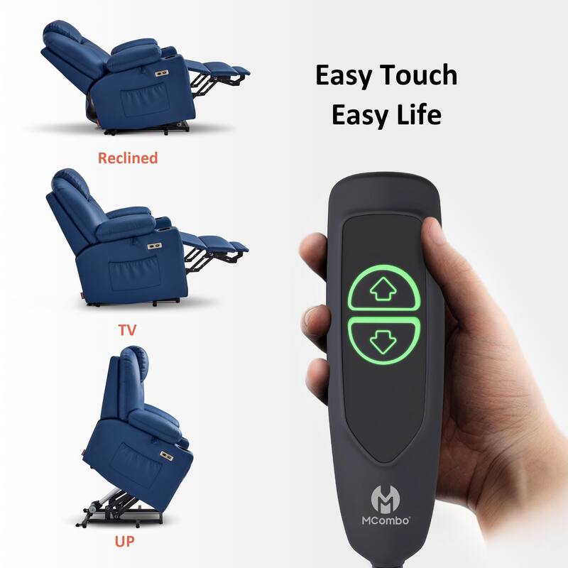 MCombo Small Power Lift Recliner Chair with Massage and Heat for Elderly, 3 Positions and USB Ports Faux leather 7141