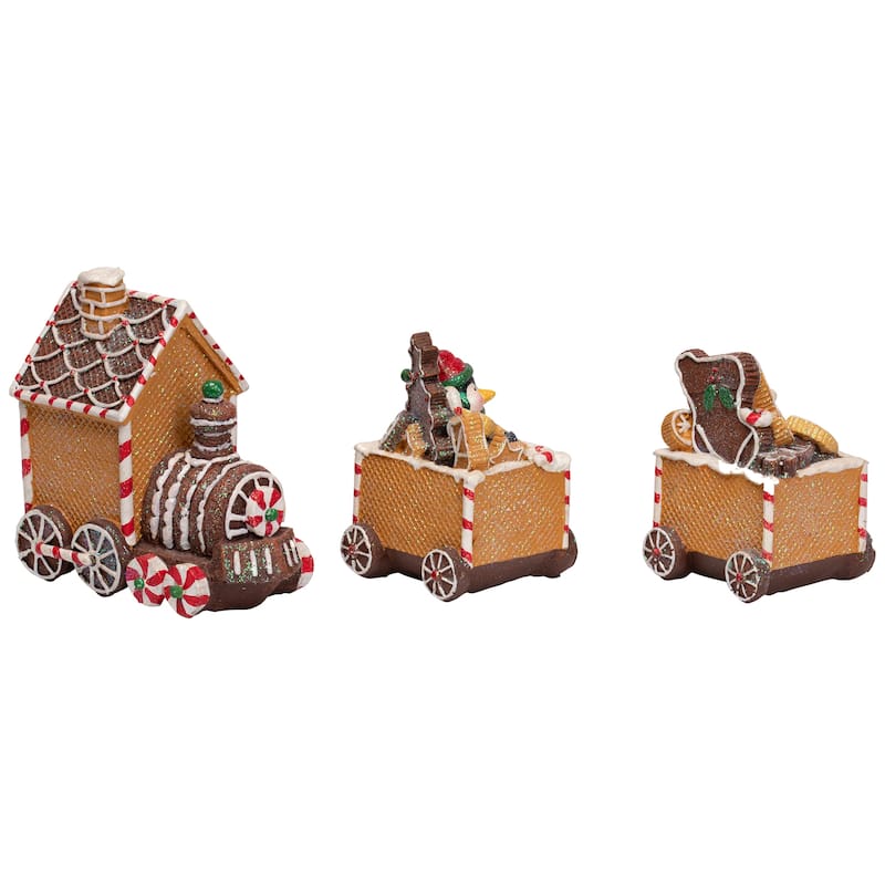 Gingerbread Candy Cane Train with Gingerbread Man Christmas Decoration - 5.5"