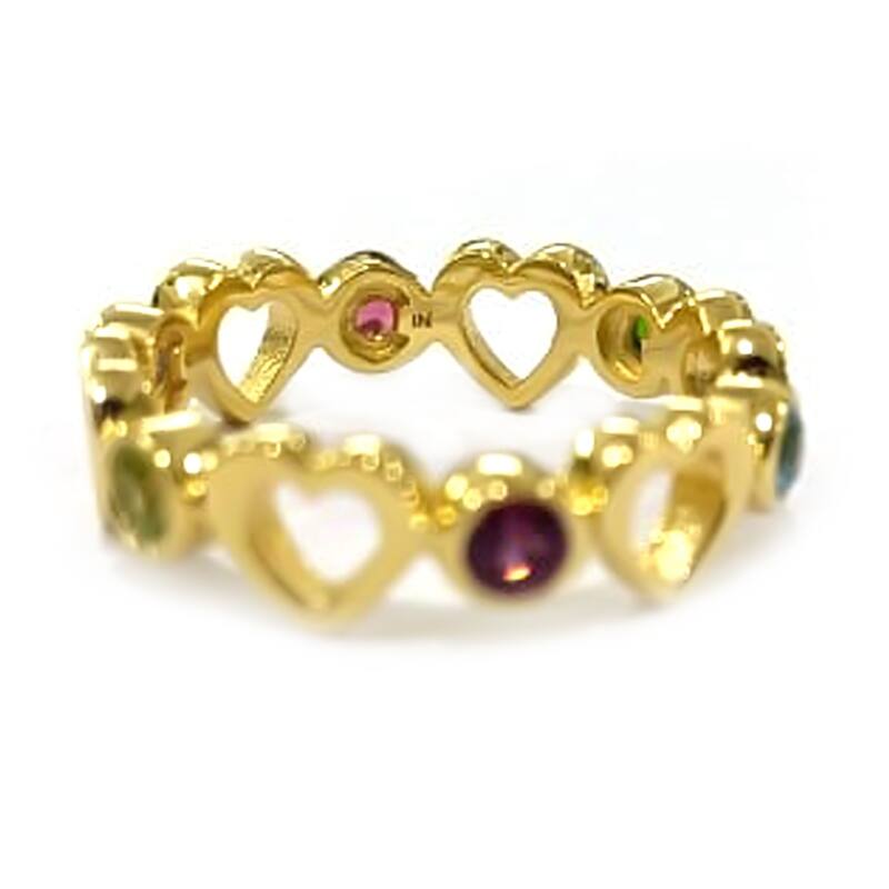 18K Yellow Gold Over Sterling Silver Multi Gemstone Ring For Women