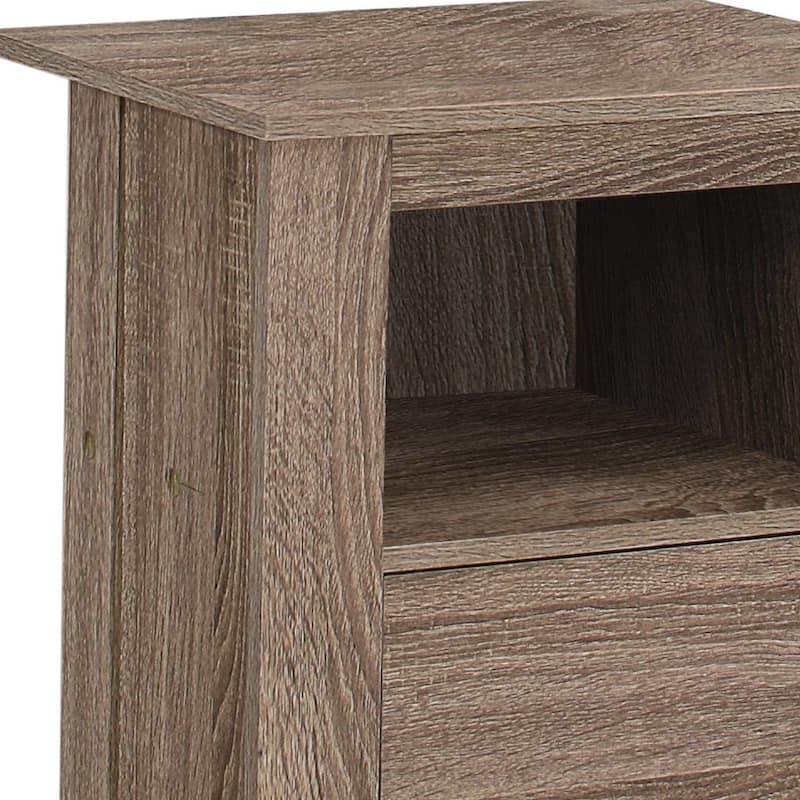 Contemporary 24" Wood Rectangular End Table with Shelf and Cabinet Modern Living Room Nightstand - 17.25"L x 14"W x 24.25"H