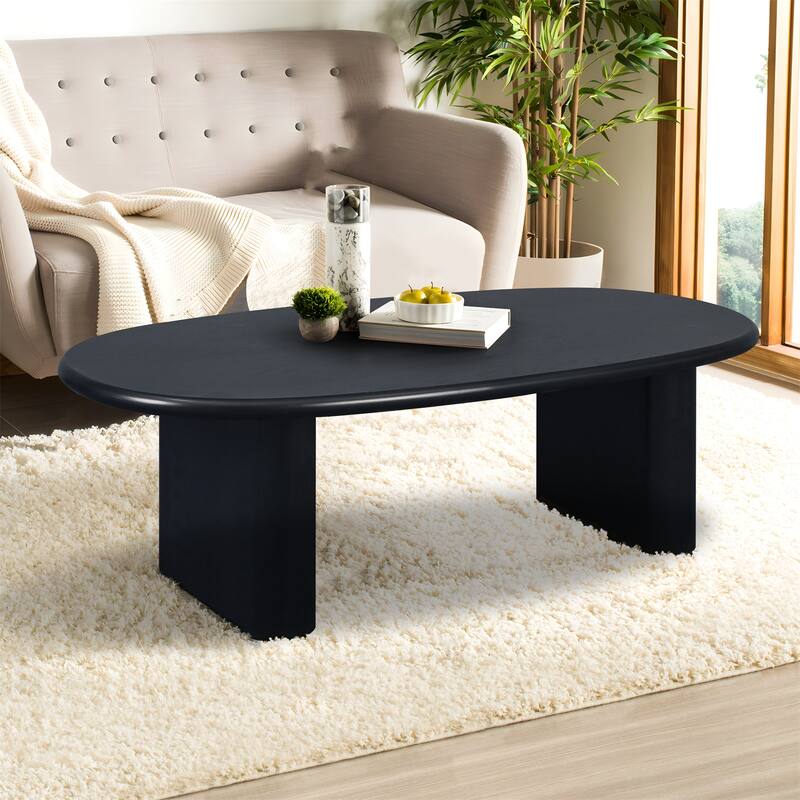51'' Tapered Tabletop Coffee Table, NATURAL WOOD/BLACK