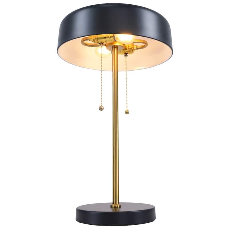 Nicole Modern Black and White Drum Table Lamp - Black