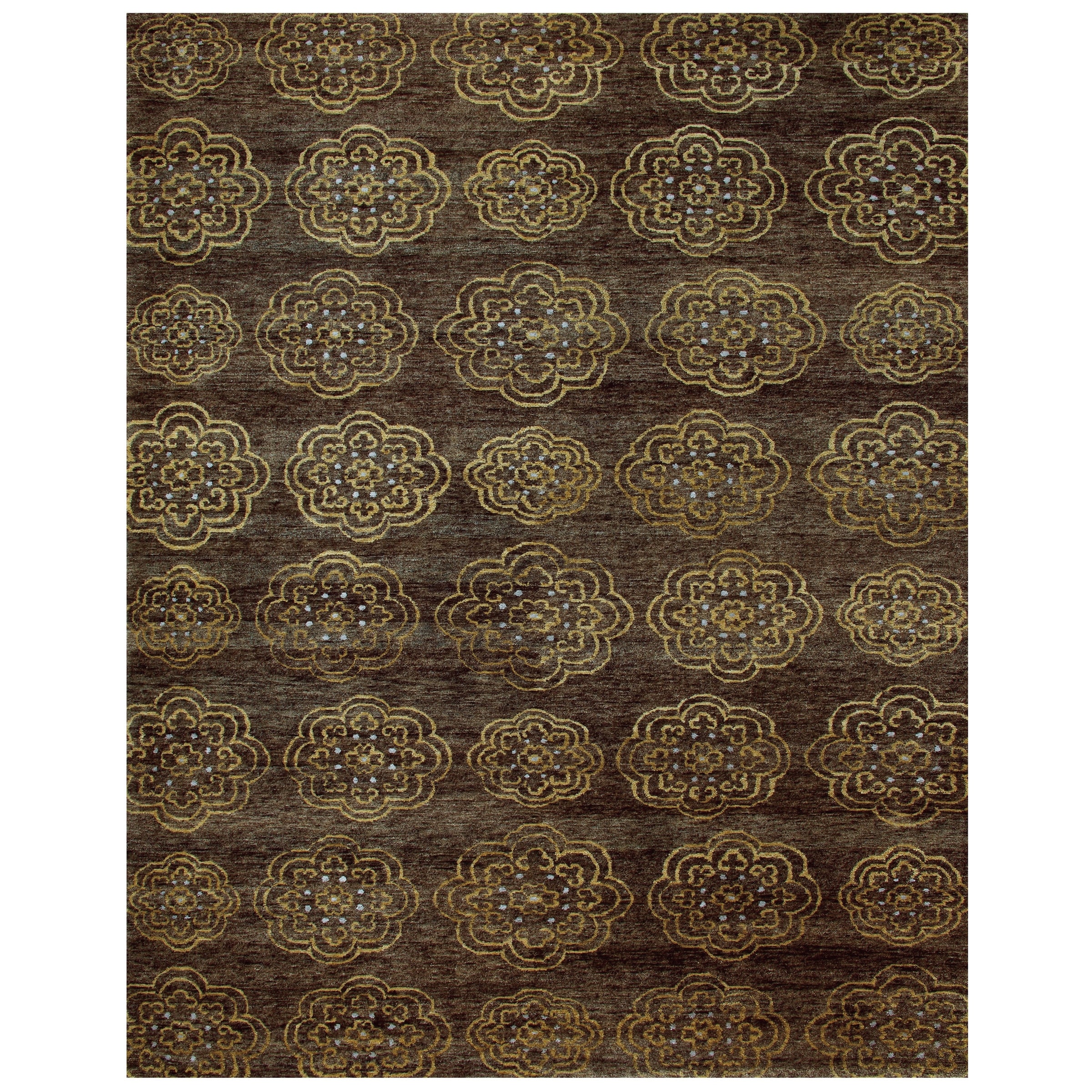 Timeo Hand-Knot Oriental Rug, Teal/Coffee Brown, Area Rug