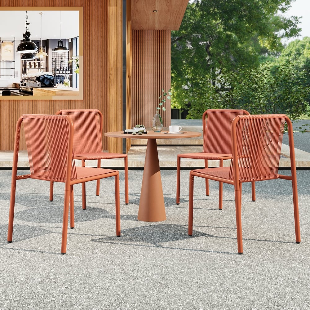 Christopher Knight Home - Burgess Space-Saving and Stylish Outdoor Stacking Dining Chairs
