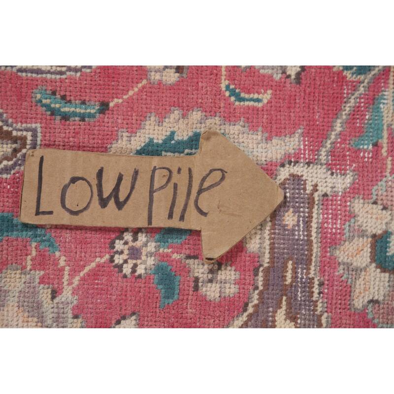 Hand Knotted Oriental 100% Wool Carpet Traditional Floral Pink Tabriz Area Rug - 12' 11'' X 9' 9''