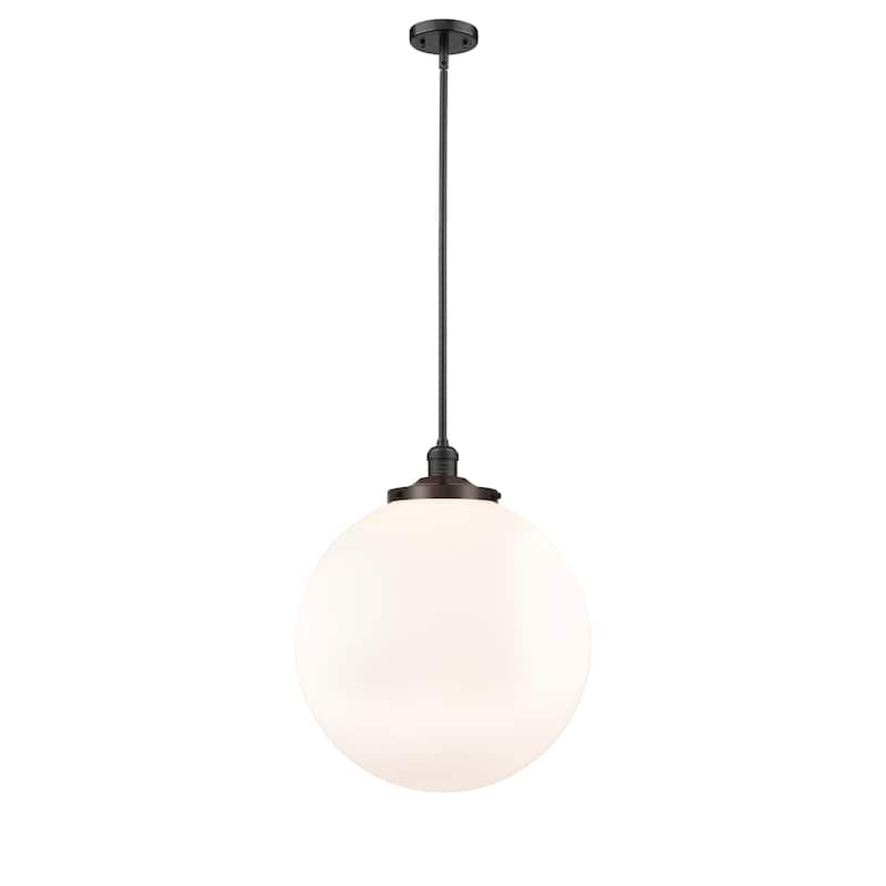 Innovations Lighting Franklin Restoration Beacon - 1 Light 18" Stem Hung Pendant - Oil Rubbed Bronze/Matte White