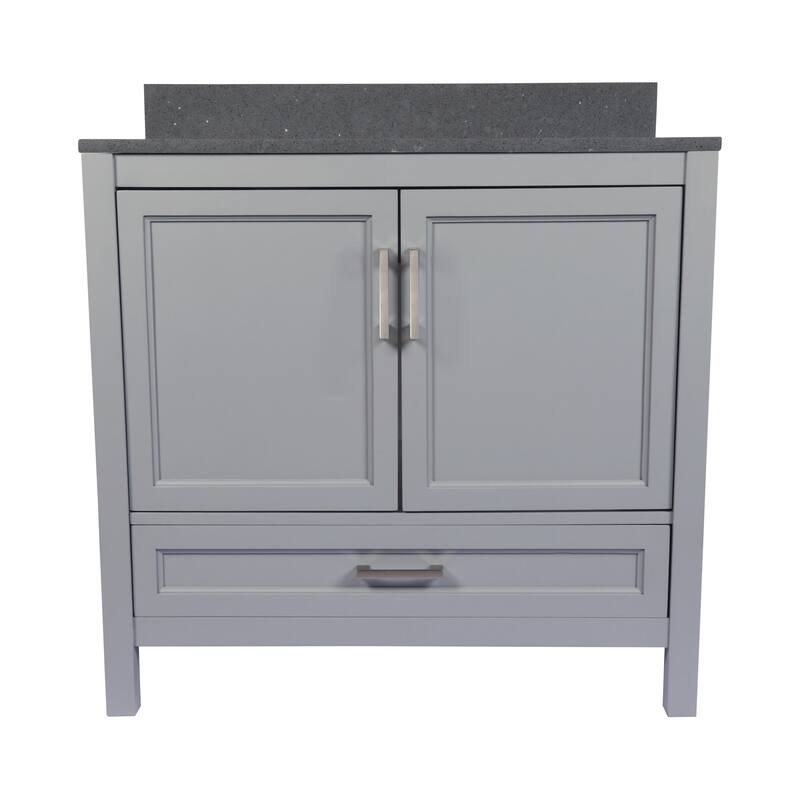 Nevado 37" Bathroom Vanity with Cultured Marble Vanity Top Sink in White with White Basin