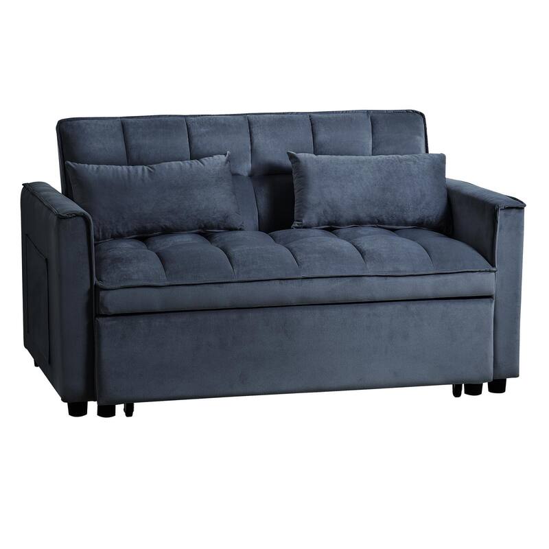 3-in-1 Velvet Convertible Sofa Bed, Adjustable Backrest with Pockets