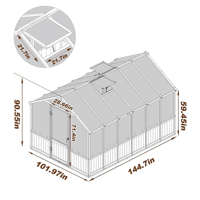 VEIKOUS Walk-in Wooden Greenhouse for Outside, Garden and Backyard, Black Greenhouse