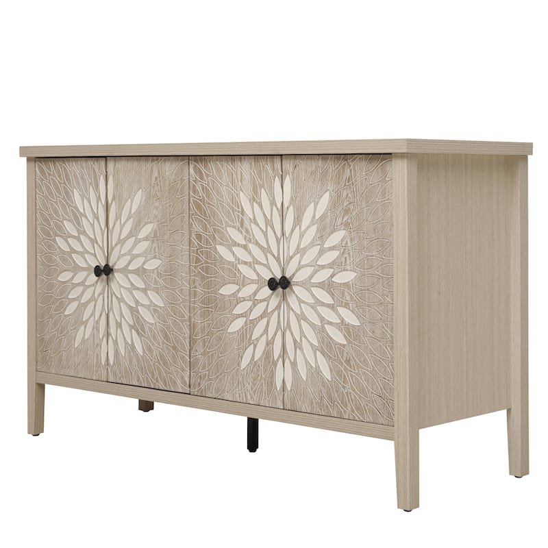 Roomfitters Sideboard Buffet Cabinet, 4 Door Storage Cabinet with Adjustable Shelves