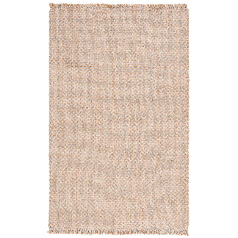 SAFAVIEH Handmade Natural Fiber Karma Farmhouse Fringe Jute Rug - 8' x 10' - Natural/Ivory