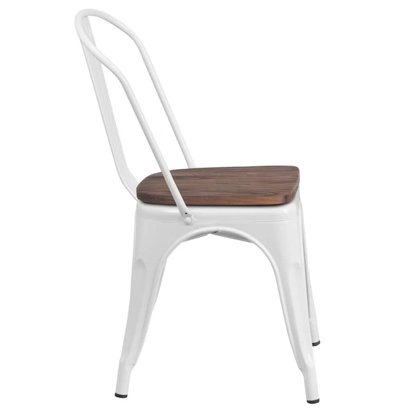 Wood Seat/ Galvanized Steel Stackable Chair (Set of 4) - 18"W x 20"D x 33"H