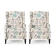 preview thumbnail 24 of 25, Wescott Contemporary Recliners (Set of 2) by Christopher Knight Home Light Beige with Blue Floral + Dark Brown
