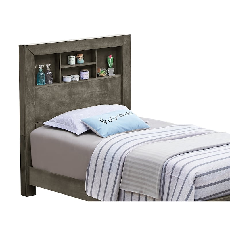 Twin Bed Retro Style Metal Frame Gray Relaxation Platform Bed