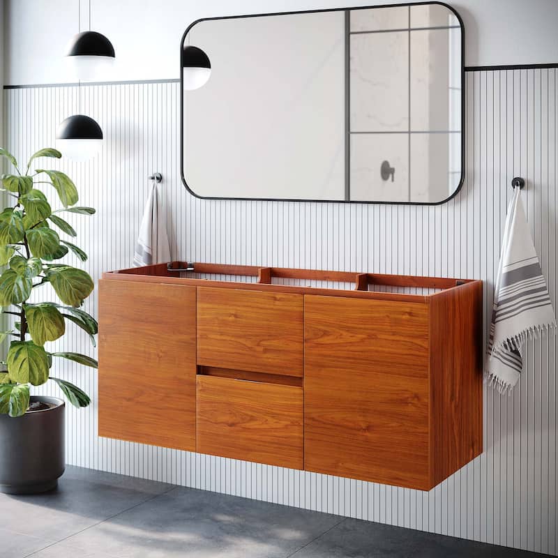 Scenic 48" Single Sink Compatible (Not Included) Bathroom Vanity Cabinet - Wood Finish - Cherry Walnut - Single Vanities
