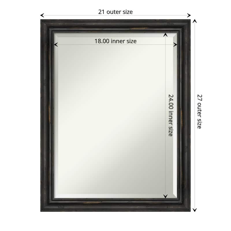 Beveled Wood Wall Mirror - Rustic Pine Black Narrow Frame