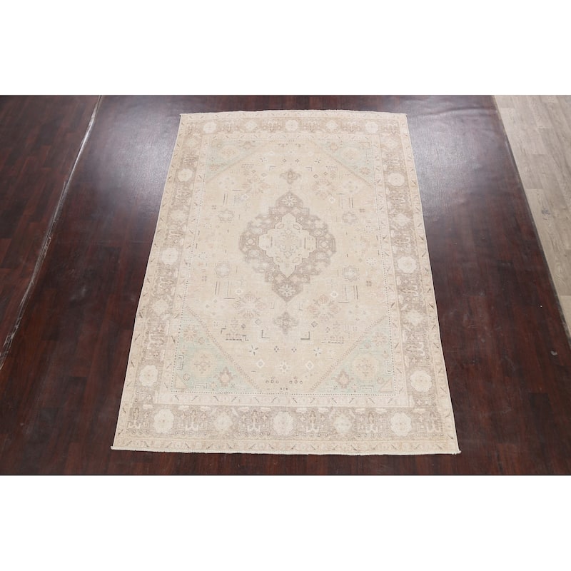 Geometric Traditional Tabriz Persian Area Rug Wool Hand-knotted - 6'8" x 9'8"