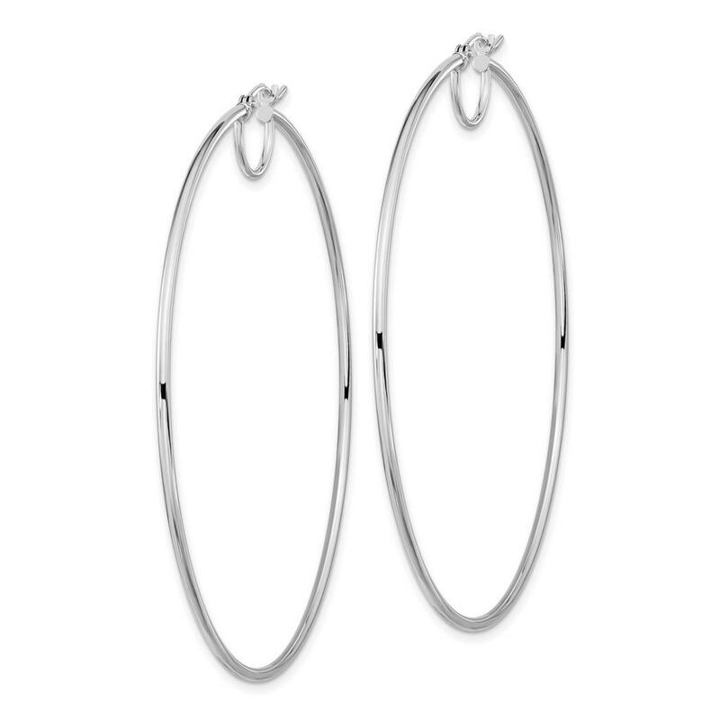 Curata 14k White Gold Polished Thin 63x1.5mm Hoop Earrings