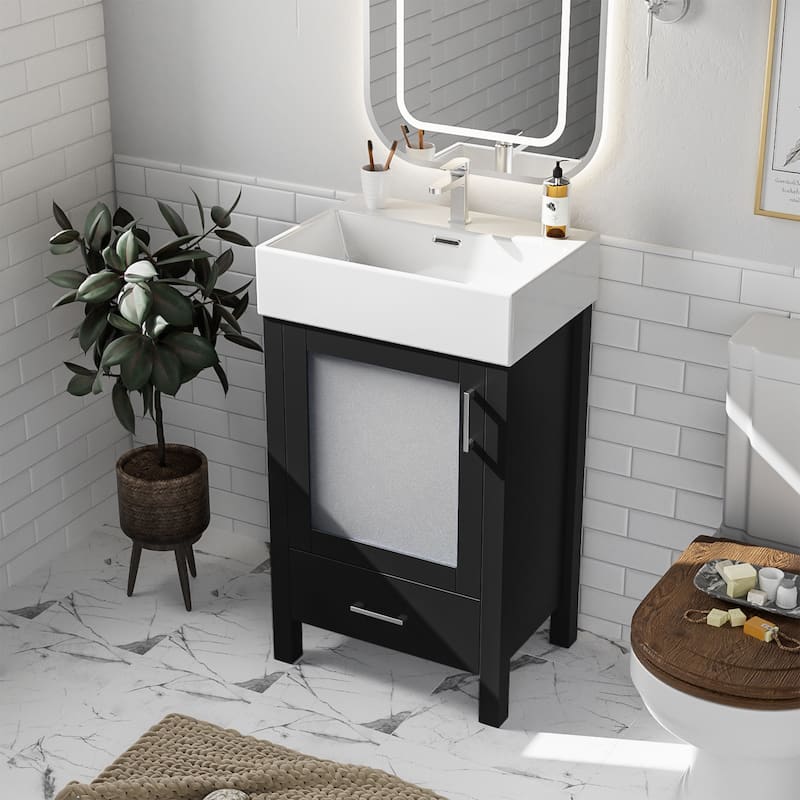 20-Inch bathroom vanity with ceramic sink and ample storage - ideal for small bathrooms