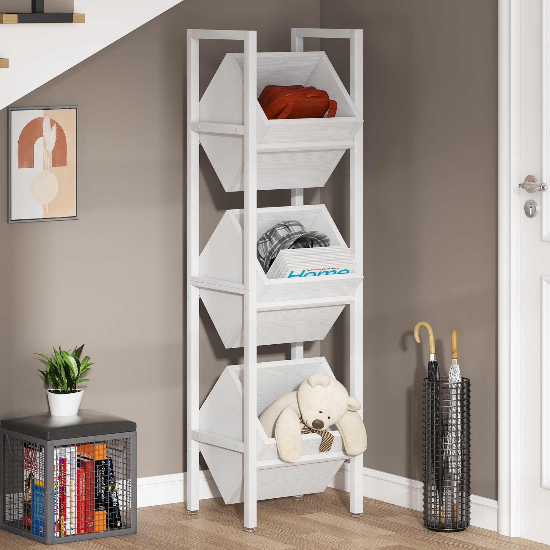 Shelving unit with clearance baskets