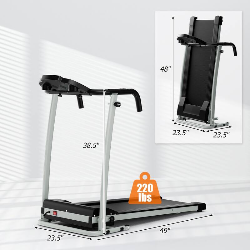 Costway 2 HP Up to 7.5MPH Folding Treadmill Motorized Running Machine - 49" x 23.5" x 38.5" (L x W x H)