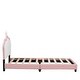 preview thumbnail 7 of 17, Twin Size Upholstered Princess Bed with Crown Headboard, Platform Bed with Headboard and Footboard, White+Pink