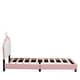 preview thumbnail 7 of 37, Twin Upholstered Platform Bed with Crown-Shaped Headboard, Pink & White Princess Design, Sturdy PU Leather Frame