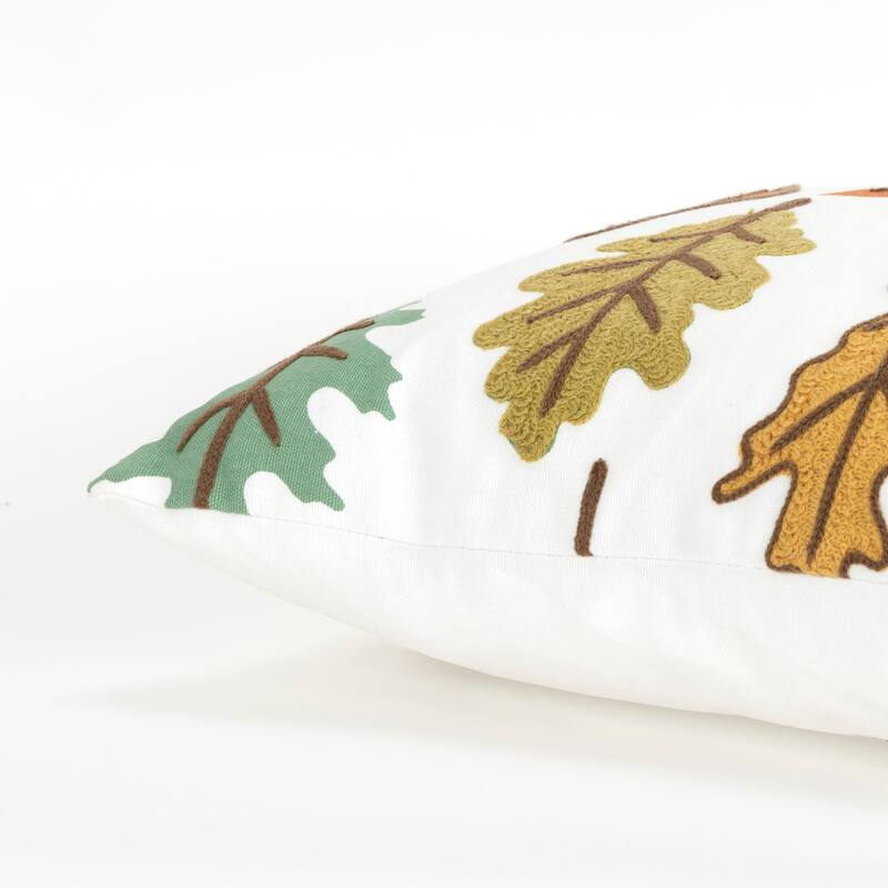 Rizzy Home Botanical Fall Leaves Printed Throw Pillow