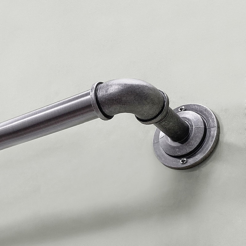 Lumi 1" Single Curtain Rod Set Pewter/ Matte Black- Wraparound finials