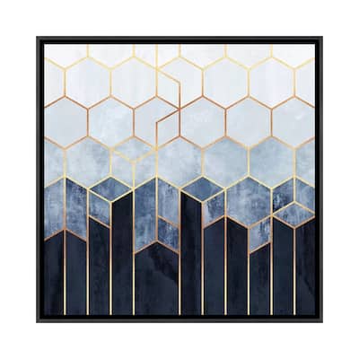 iCanvas "Soft Blue Hexagons" by Elisabeth Fredriksson Framed