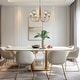 preview thumbnail 13 of 14, Celesn Modern Gold 6-Light Wheel Chandelier Glass Shade for Dining Living Room - D32" x H23"
