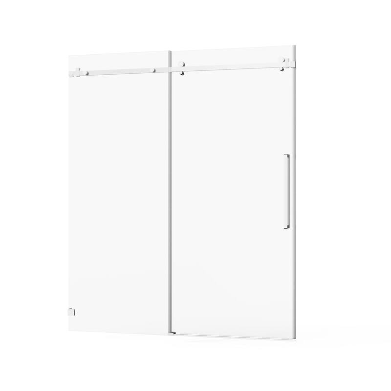 60" W x 72" H Sliding Shower Door, Frameless Sleek Glass Shower Door, 1/4" (6mm) Thick Tempered Clear Glass