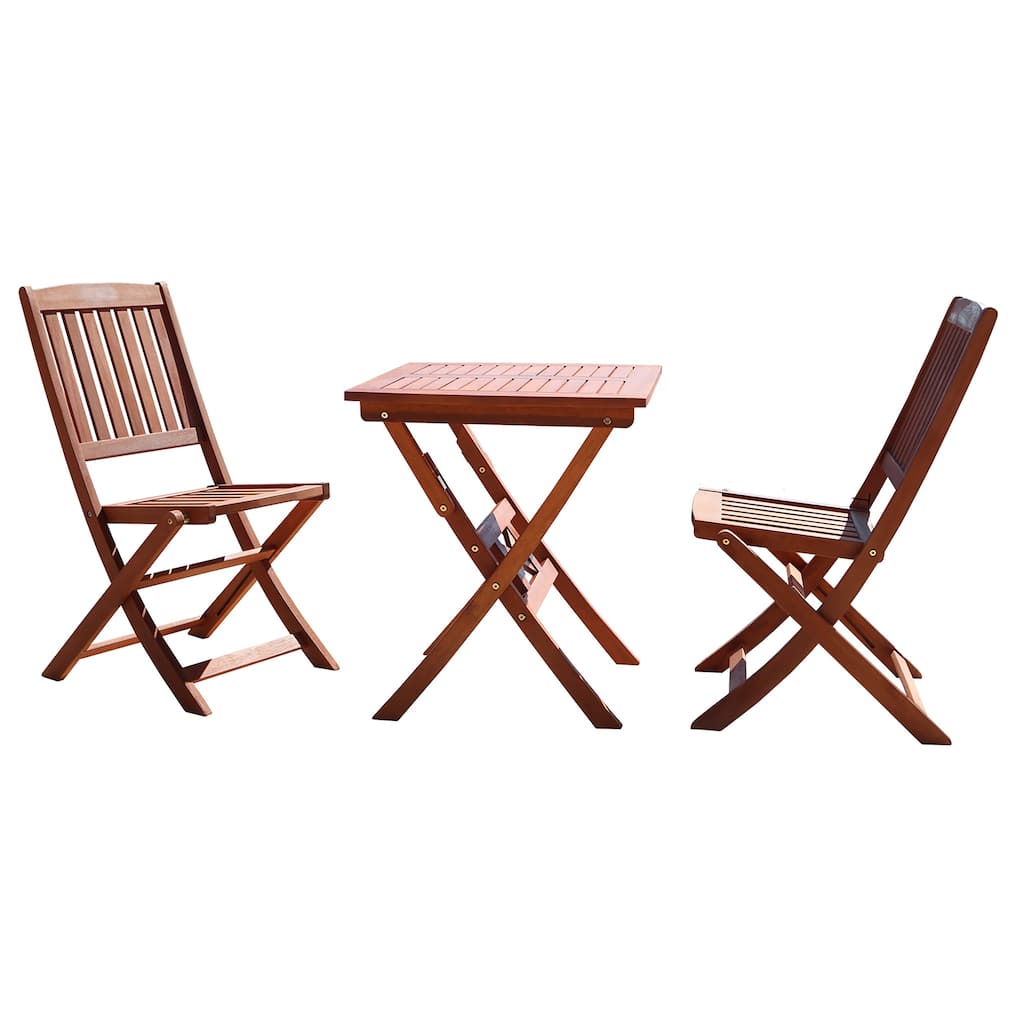 Lucius Reddish Brown Folding Bistro Table and Chair Dining Set