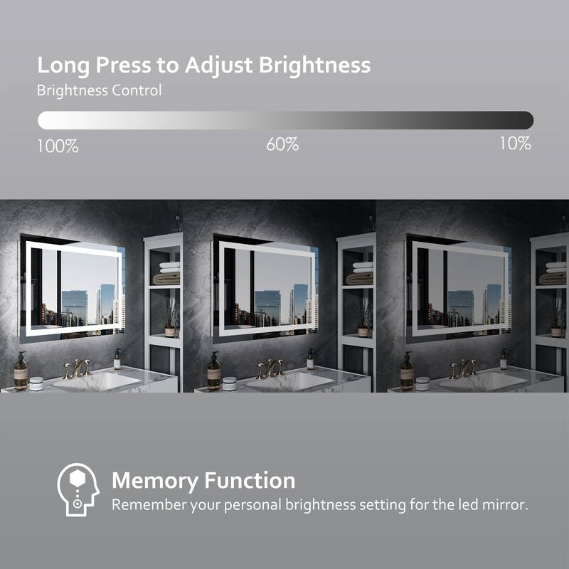 QuivaraView LED lights Frameless Wall Mounted Bathroom Vanity Mirror