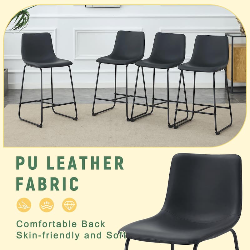 Modern Minimalist PU Leather Bar Stools Set of 2