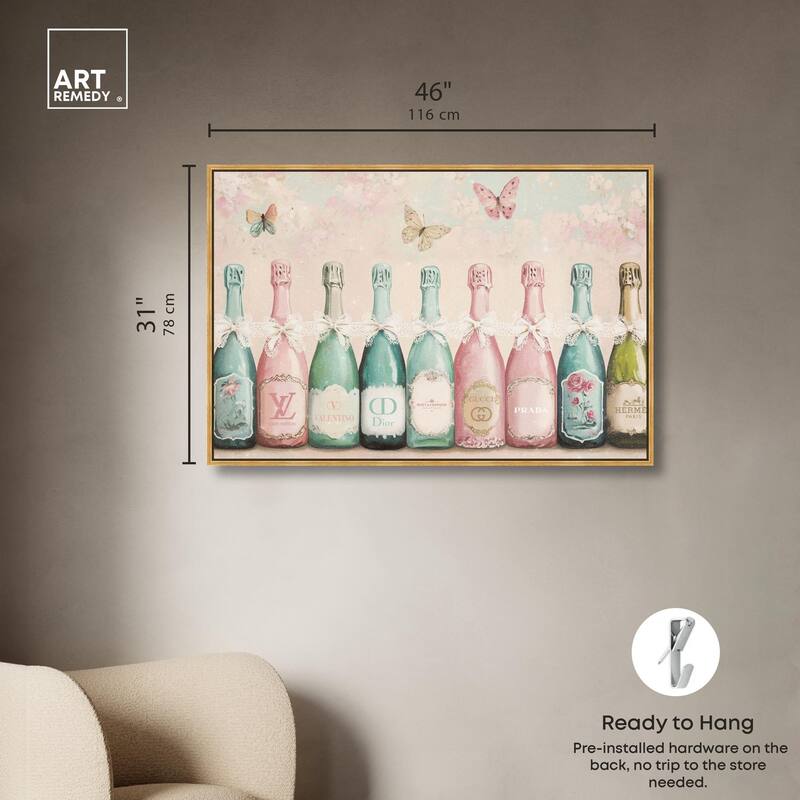 Champagne Mint and Pink Canvas by Art Remedy