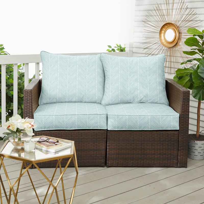 Sorra Home Griffen Snowy Indoor/Outdoor Deep Seating Loveseat Pillow and Cushion Set - 25 x 25 x 5 - Griffen Snowy