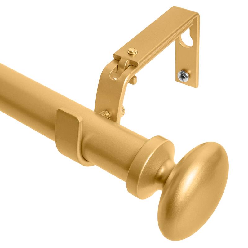 Meriville 1-Inch Diameter Prima Single Window Curtain Rod - Gold - Gold Finish - 48"-84"