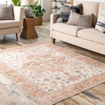 Livabliss Muirgen Traditional Medallion Machine Washable Area Rug