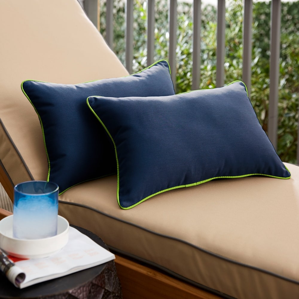 Sunbrella Canvas Navy/ Canvas Macaw Corded Indoor/ Outdoor Pillow Set