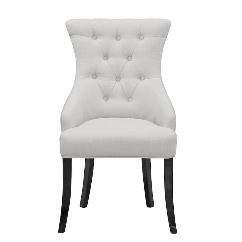 Set of 2 Alei Beige Fabric Dining Chair Wing Chair with Tufted Buttons