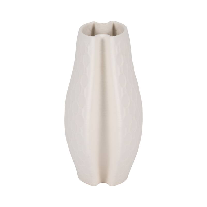 Sagebrook Home Elphantine 3D Printed Vase, Ivory/Beige, Bud, Texture