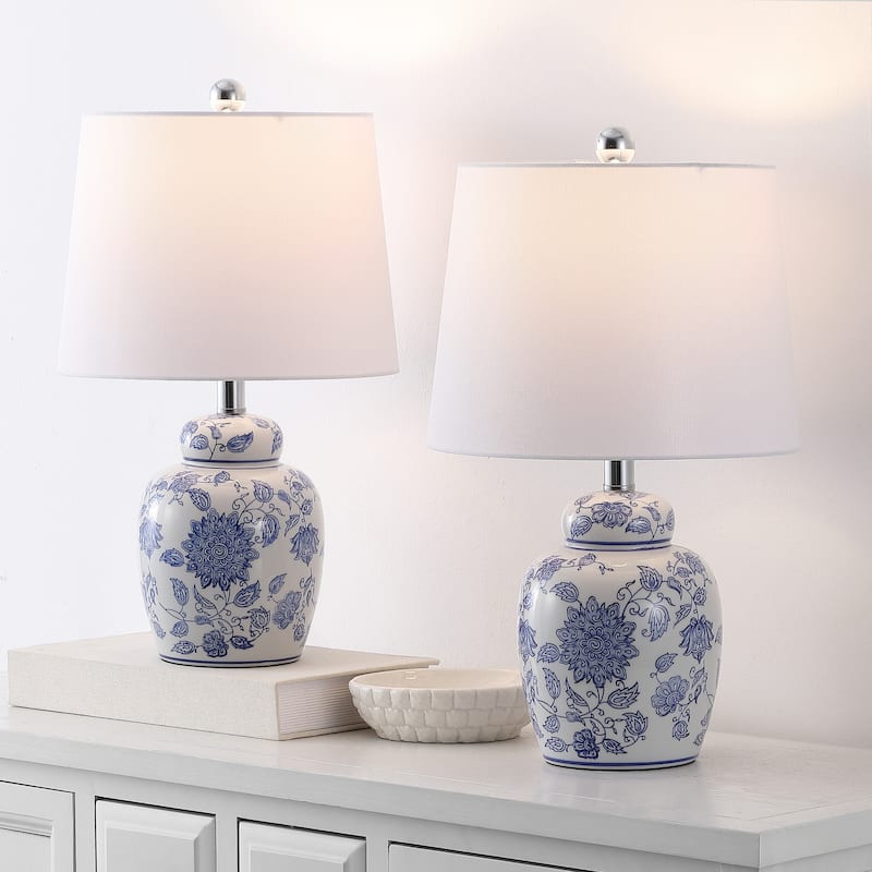 SAFAVIEH Couture Sandra, 20-inch, Table Lamp - 12"W x 12"D x 20"H - White/Blue