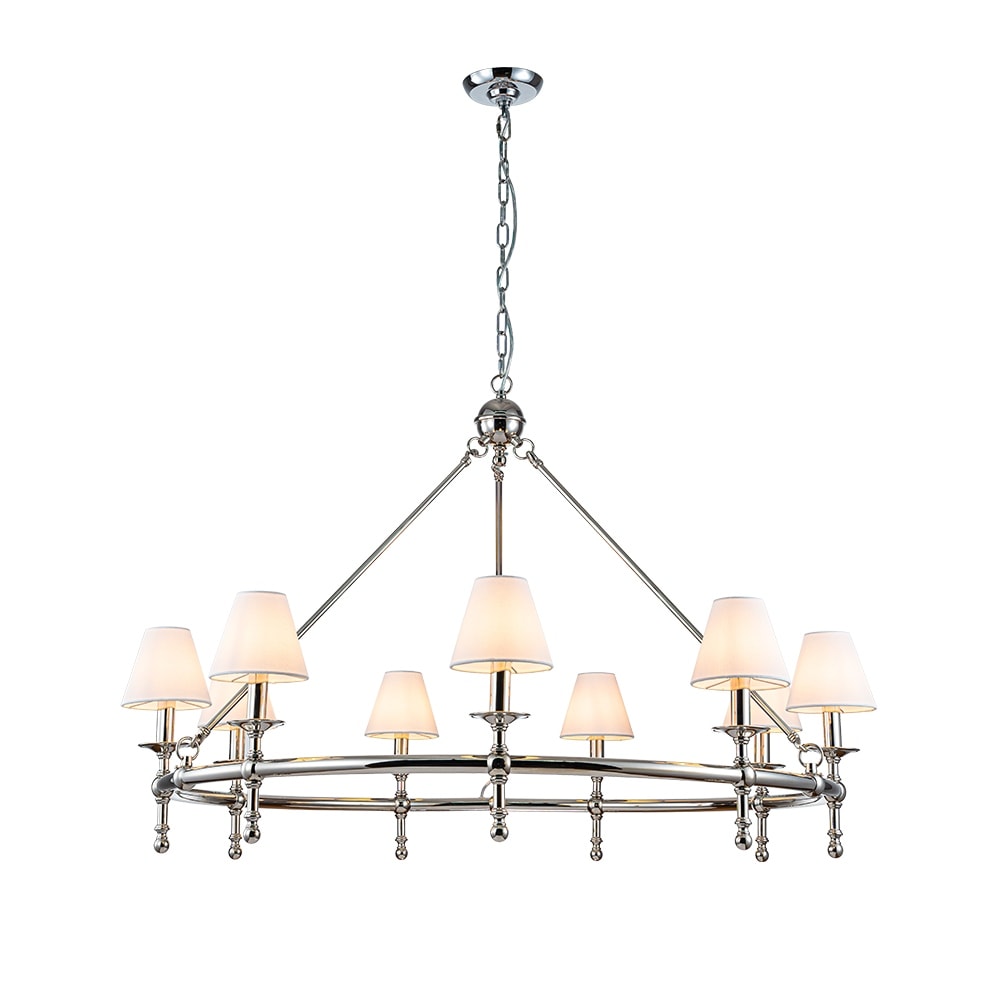 6-Light Classic Chandelier Pendant Fixture with White Shades for Elegant Interior Lighting