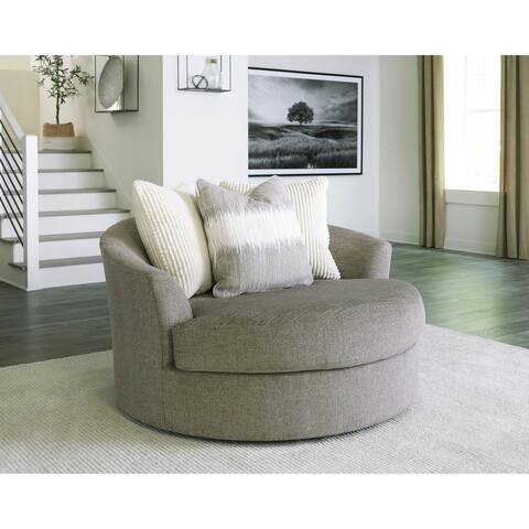 Signature Design by Ashley Creswell Stone Oversized Swivel Accent Chair - 56"W x 56"D x 32"H